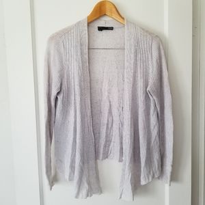 Eileen Fisher Grey Linen Knit Open Cardigan Petite